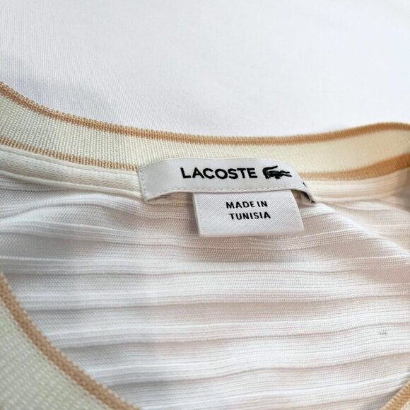 NWOT LACOSTE IVORY WHITE STRIPED NECK ASYMMETRICAL TUNIC TOP - 10 (42) - Picture 6 of 10